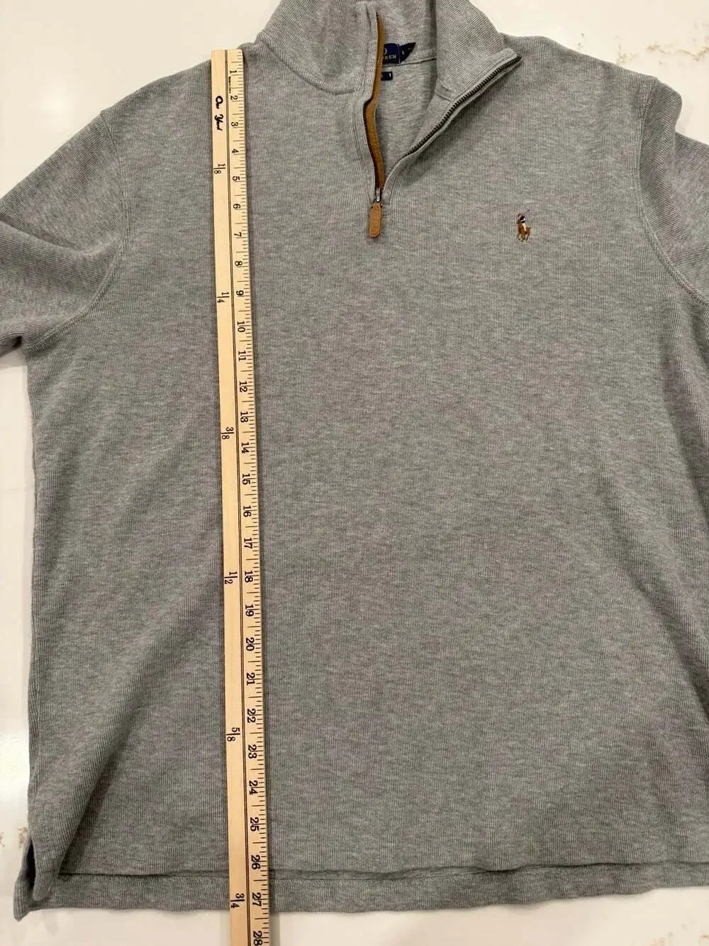 Polo Ralph Lauren Gray Estate Rib Quarter-Zip Pullover